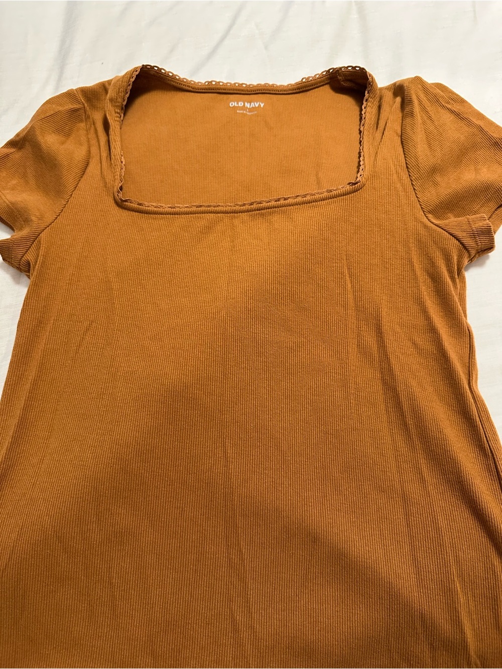 Old Navy Square Neck Short Sleeve Top - Rust Orange